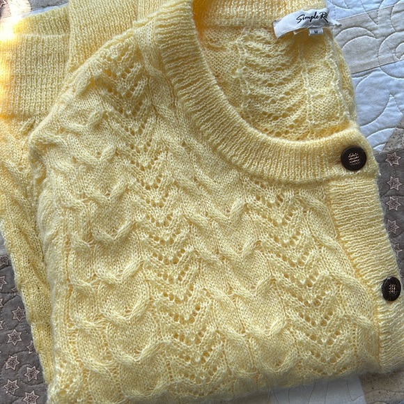 Simple Retro Sweaters - Yellow Women's Cardigan Sweater